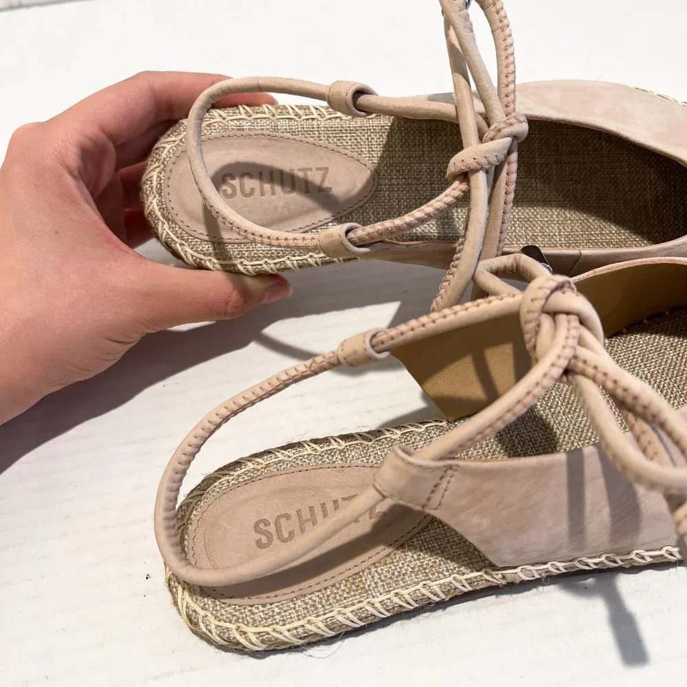 Shutz Laba Slingback Ankle Tie Classic Girly Bohemian Espadrille Flats 8.5 - Picture 5 of 8
